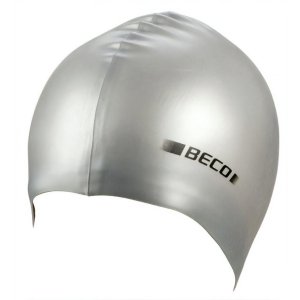 Silver Beco silicone swimming cap for swimming, waterproof and comfortable.