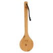 Bamboo bath brush with long handle for comfortable bathing.