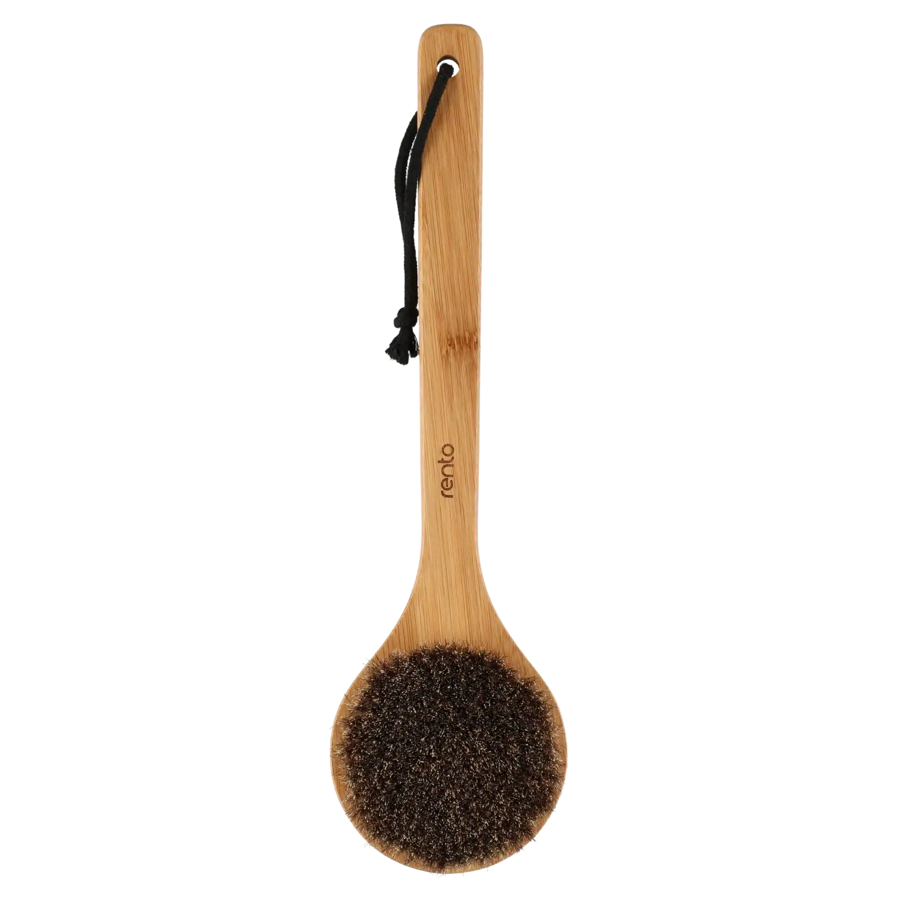 Bamboo bath brush with soft bristles for skin care.