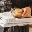 Bamboo body brush for soft skin and relaxation.