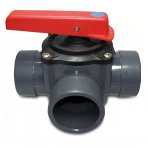 3-way valve PVC-U 50/63 mm adhesive sleeve/spigot 6bar gray - Mega