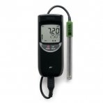 Water-resistant portable pH/temp. meter with stainless steel pH electrode (HI12963)