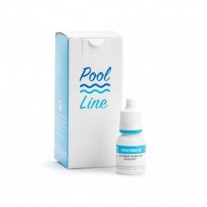 Chlorine removal reagent for pool water, suitable for pH and alkalinity tests.