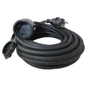 Earthed outdoor extension cable of 10 metres for safe use.