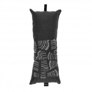 Black Rento Pino sauna cushion with pattern for relaxation.