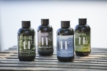 Rento Blue Hour sauna fragrance in a black bottle, ideal for a natural sauna experience.