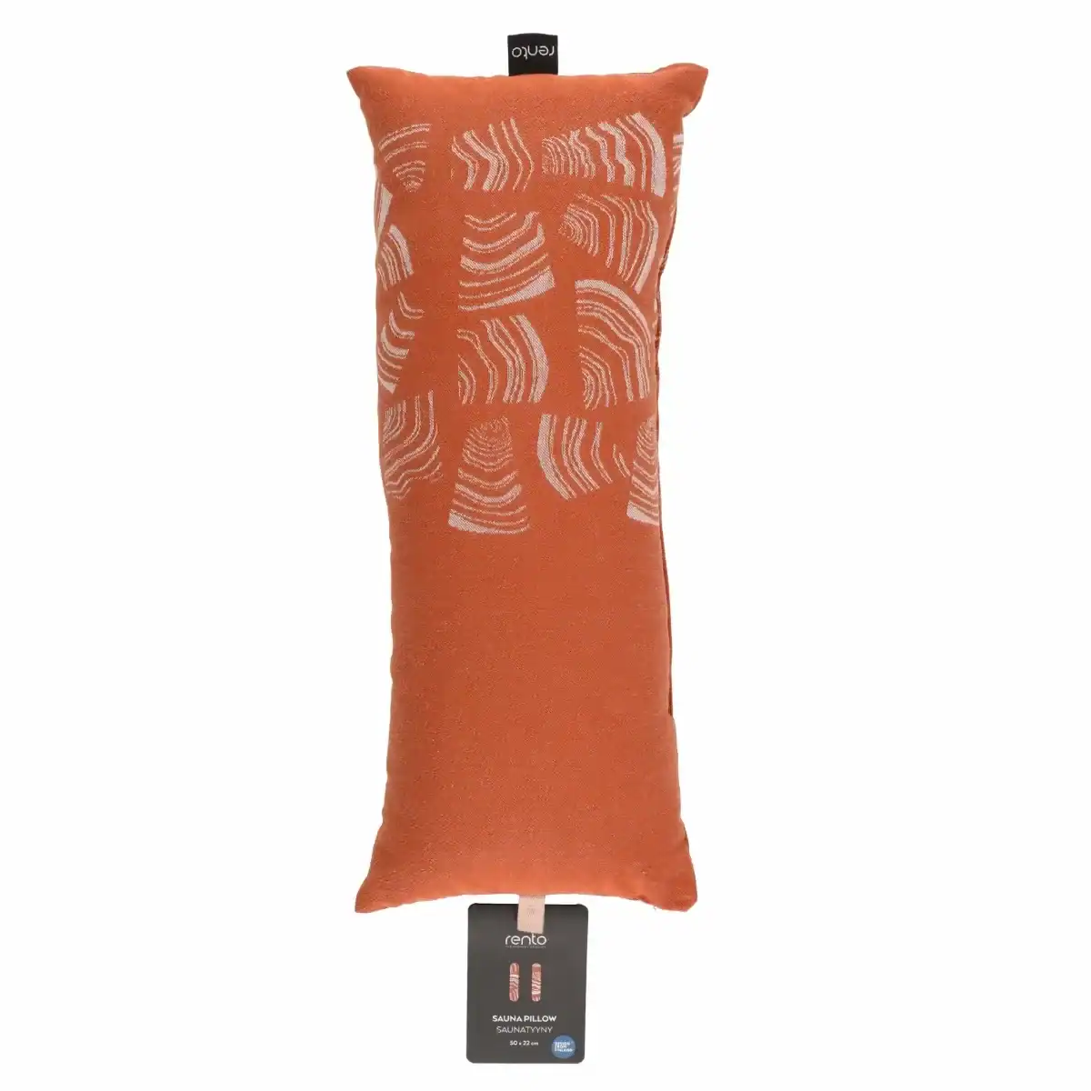 Rento Pino sauna cushion in brown with white patterns, ideal for relaxation in the sauna.