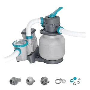 Sand filter pump for pool cleaning, suitable for Bestway pools, with 6 m³/h capacity.