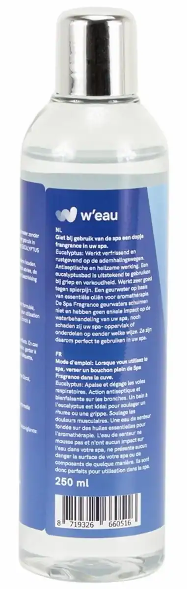 W'eau Spa eucalyptus fragrance for pool and spa, 250 ml, fresh and relaxing aroma.