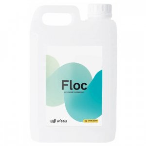 Liquid flocculant for pool water, 5 litres, effective for clear and clean water.