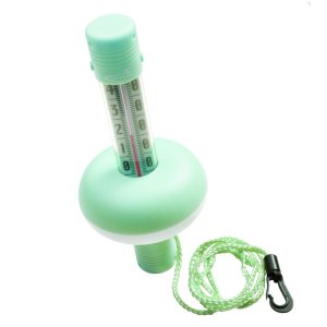 Mini coloured thermometer for pool water.