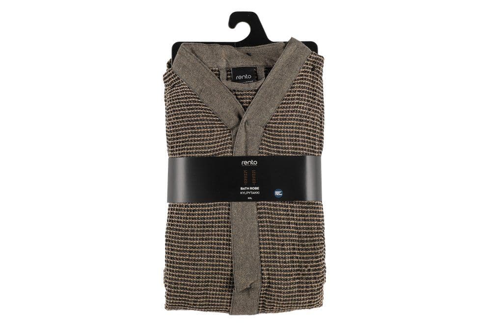 Rento Kenno bathrobe XXL in black and beige, comfortable and warm for home use.