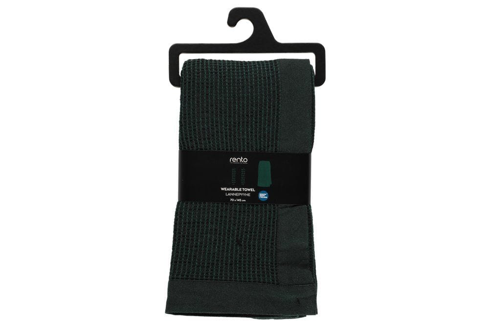 Rento sauna towel in dark green, 70x145 cm, soft and absorbent terry fabric.