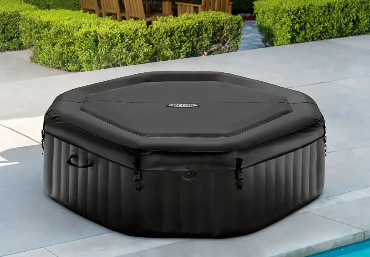 Intex Pure Spa Jet & Bubble Deluxe, inflatable hot tub for 4 people, ideal for relaxation at ho.