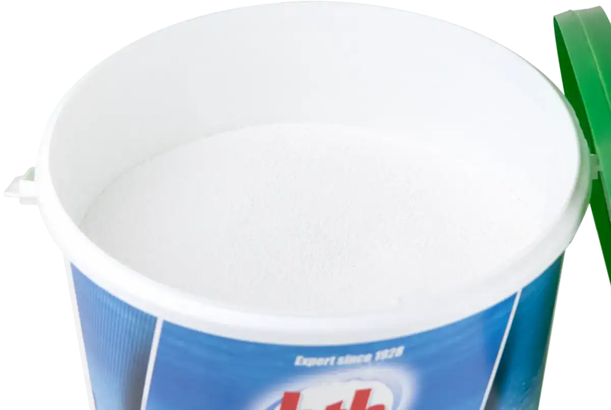 HTH pH plus powder for raising the pH value in pool water.