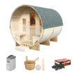 Outdoor sauna for 6 people with accessories and heating set.