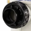 Pool filter pump component with black connection.