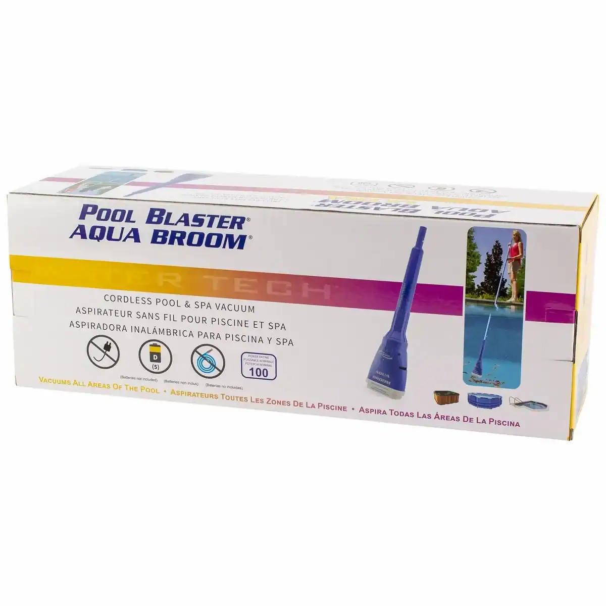 Cordless pool vacuum cleaner for pool and spa, including pole.