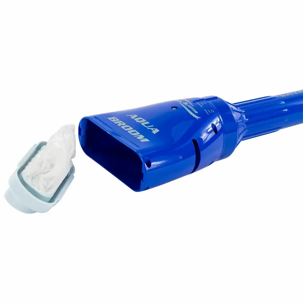 Pool Blaster Aqua Broom ULTRA pool vacuum cleaner with pole for cleaning.