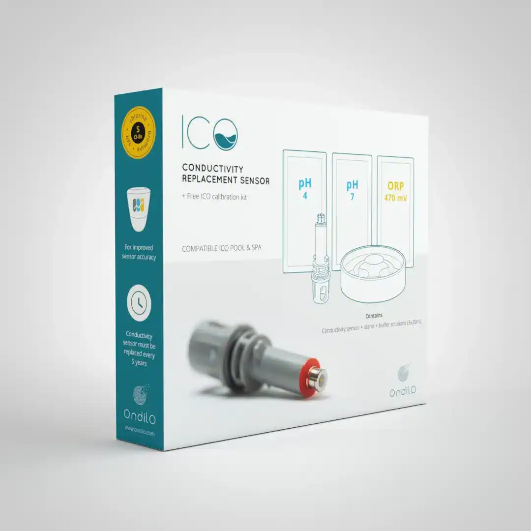 ICO conductivity sensor for pools and spas, replaces old sensors and improves water quality.