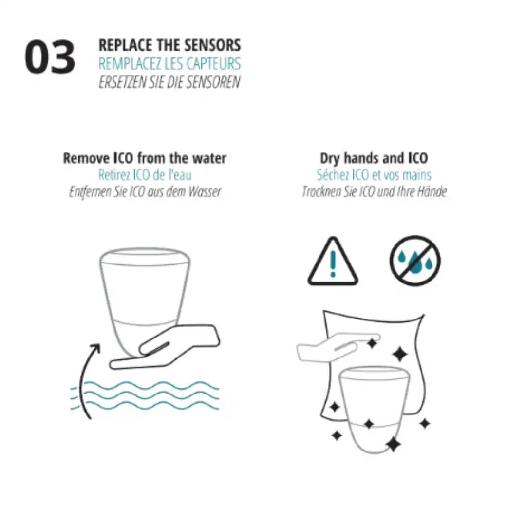 Ondilo ICO salt water sensor for pool water monitoring.