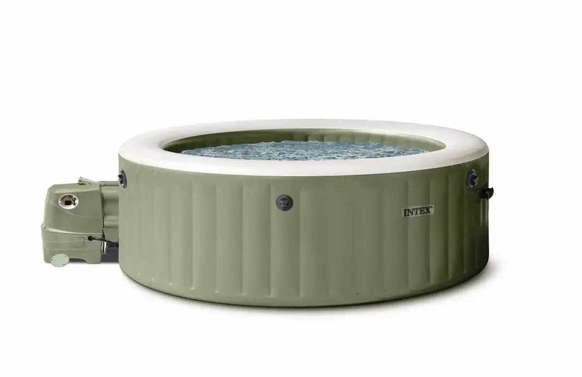 Intex Pure Spa Bubble Massage Olive Green, 4-person inflatable spa for relaxation and massage.