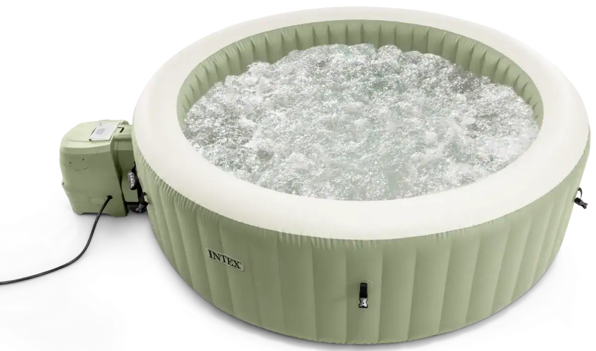 Inflatable spa with bubble massage in olive green, 4 people.