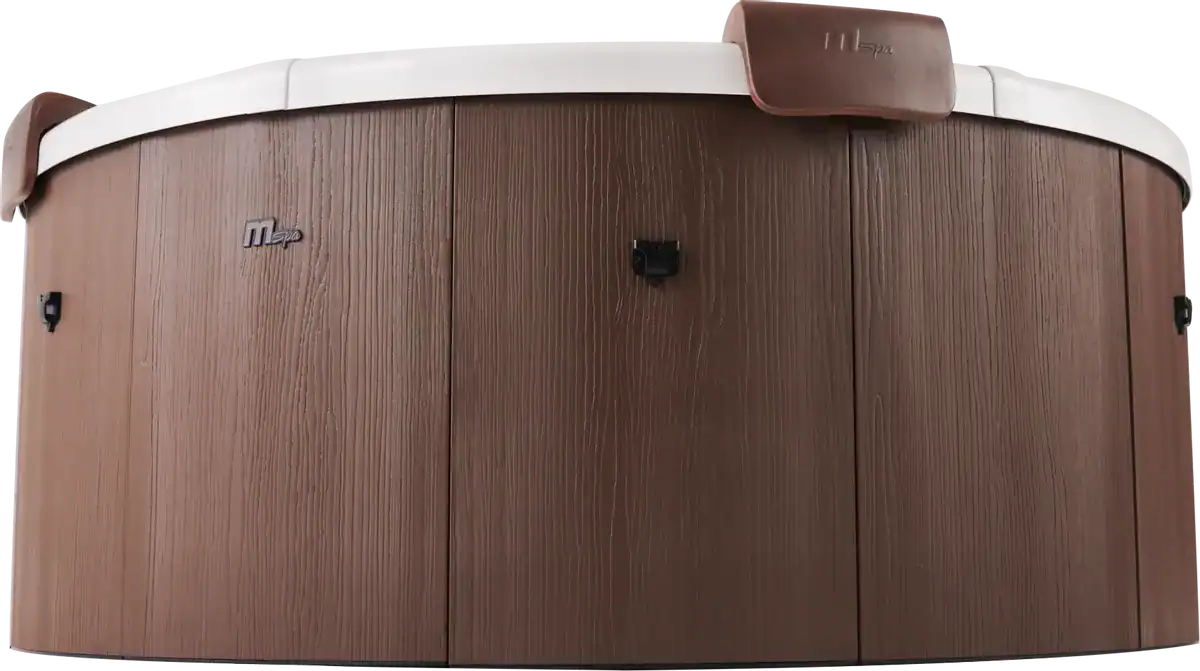 MSpa Rova frame spa for 6 people, wood-look design, outdoor pool.
