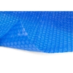 Blue air mattress with bubbles for pool, comfortable and durable.