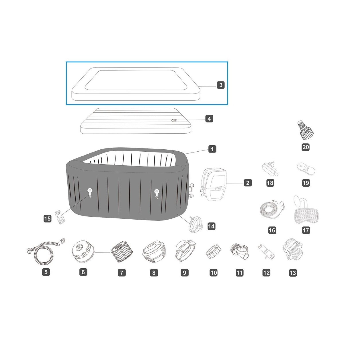 Lay-Z Spa Hollywood AirJet spa cover - 201 x 201 cm