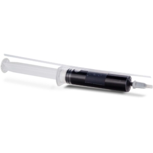 Syringe for pool maintenance and chemical control.