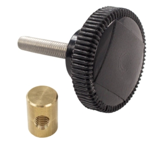 Pool accessory with screw and knob for pool maintenance.